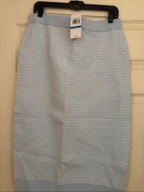 Michael Kors Pale Blue MK Logo Pencil Skirt